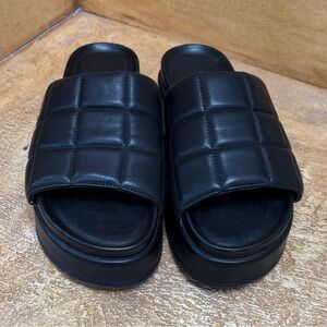 Anthropologie Silent D Chic Black Women's Quilted Slide Sandals
